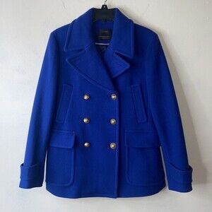 J. Crew Women Majesty Peacoat Stadium Cloth Nello Gori Deep Pacific Wool C8554